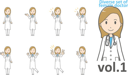 Wall Mural - Diverse set of female doctor , EPS10 vector format vol.1