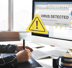 Wall Mural - unsecured virus detected hack unsafe concept