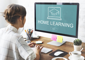 Poster - Home Learning Webpage Register Button Concept