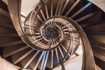 Spiral staircase in tower - interior architecture of building