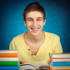 Sticker - Cheerful Teenager with a Books