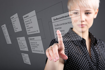 business woman designs a new database