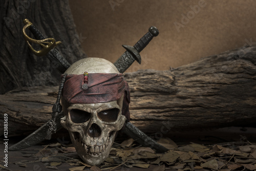 Pirate skull with two swords