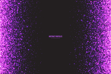 Wall Mural - abstract bright purple shimmer glowing round falling particles vector background. scatter shine tins