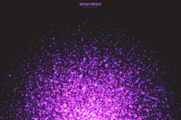 Wall Mural - abstract bright purple shimmer glowing round falling particles vector background. scatter shine tins