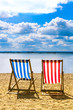 Blue and Red Deckchair on the beach