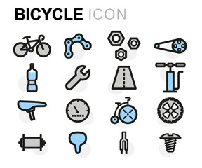 Sticker - Vector flat line bicycle icons set