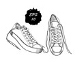  illustration of hand drawn graphic sport shoes for them on whit