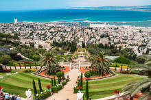 Panoramic View Of Bahai Temple And Haifa, Israel