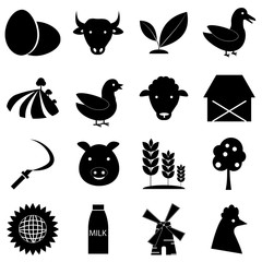 Wall Mural - Farm icons set. Simple illustration of 16 farm vector icons for web