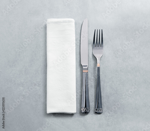 Download Blank White Restaurant Napkin Mockup With Knife And Fork Isolated Cutlery Near Clear Textile Towel Mock Up Template Cafe Branding Identity Clean Napkin Surface For Logo Design Stock Photo Adobe Stock
