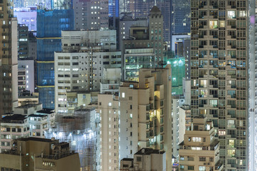 Aufkleber - highrise residential buildings in Hong Kong city at night
