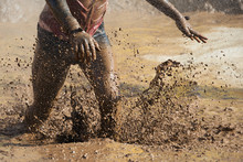Mud Race Runners,man Running In Mud