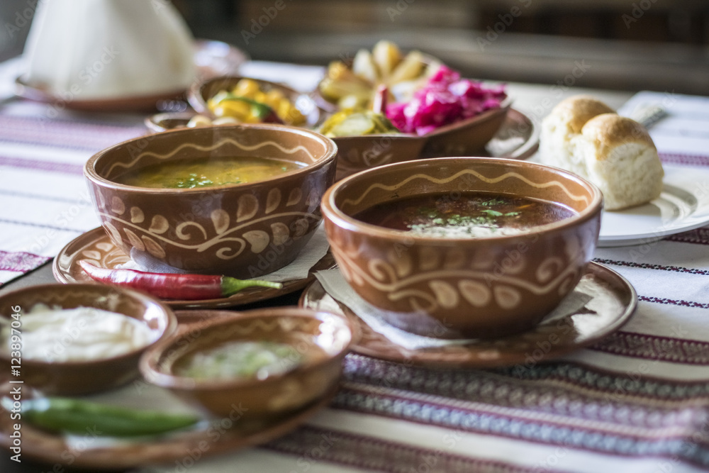 Obraz na płótnie Eastern european soups w salonie