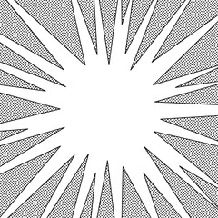 Wall Mural - comic book black and white radial lines with dots
