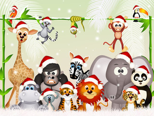 Canvas Print - wild animals at Christmas