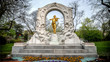 Vienna, Austria - April 20, 2013: Golden Statue Of Johann Strauss Playing A Violin In Stadtpark