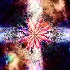 Fototapete - Beautiful ornamental mandala with tree pattern, symbol of life.
