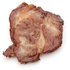 Cooked fried pork meat isolated on white background cutout