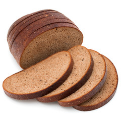 Poster - Fresh sliced rye bread loaf isolated on white background cutout