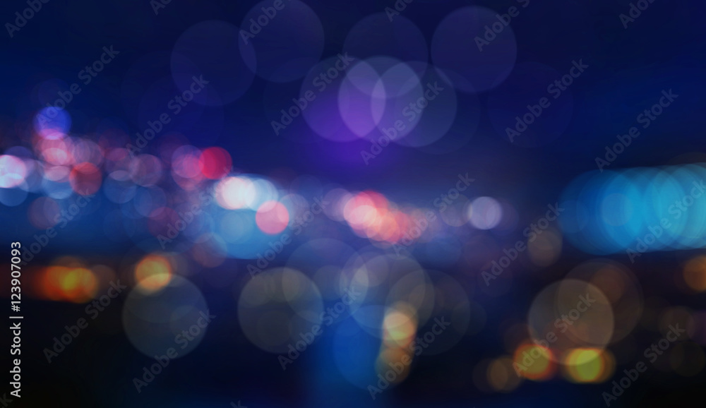 Colorful defocused bokeh lights in blur night background - obrazy, fototapety, plakaty 