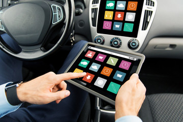 Sticker - close up of man with tablet pc in car