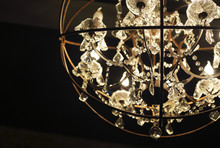 Chrystal Chandelier Close-up. Glamour Background With Copy Space
