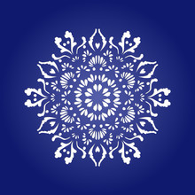 Die Cut Paper Card With Cutout Mandala Ornament.