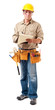 © Eric Hood - Full-length construction worker contractor carpenter with clipboard isolated on white background
