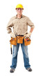 © Eric Hood - Full-length construction worker contractor carpenter isolated on white background