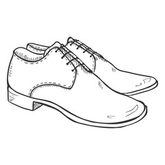 Poster - Vector Sketch Illustration - Pair of Classic Men Shoes