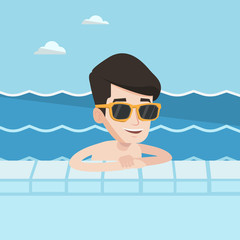 Poster - Smiling young man in swimming pool.