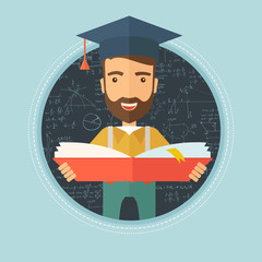 Canvas Print - Graduate with book in hands vector illustration