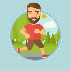 Wall Mural - Young man running in the park vector illustration.