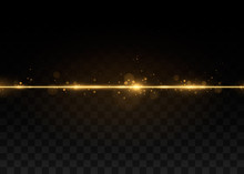 Golden Line With Light Effects. Isolated On Black Transparent Background. Vector Illustration, Eps 10.