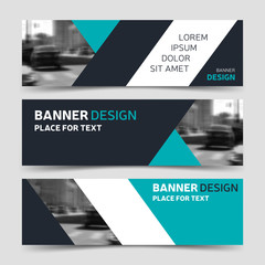 Wall Mural - Set of blue horizontal business banner templates.