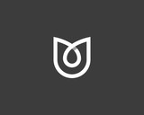 Abstract flower tulip logo icon vector design. Elegant linear premium symbol with shadow.
