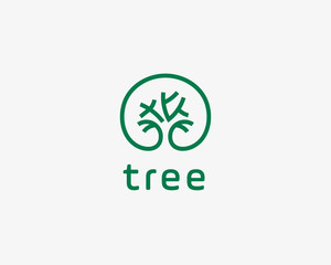 Abstract elegant tree park line logo icon design. Universal creative premium solid symbol. Graceful lined vector sign.