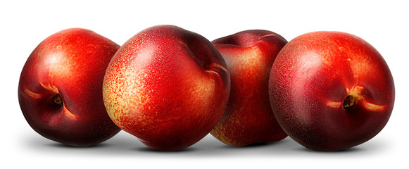 Wall Mural - Group of nectarine peach isolated on white background.