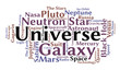 © jakiuri - Universe word cloud. Space concept. Vector illustration.