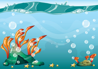 cartoon vector underwater background with separated layers for game art and animation game design asset in 2d graphic