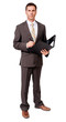 © Eric Hood - Full-length male man businessman with notebook isolated on white background