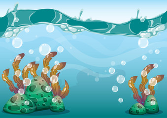 cartoon vector underwater background with separated layers for game art and animation game design asset in 2d graphic