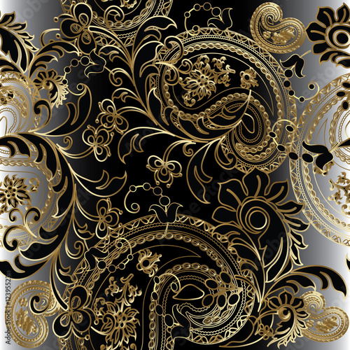 Paisleys floral royal elegant vector seamless pattern background ...