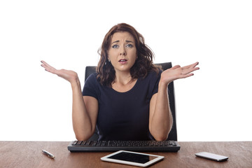 business woman sitting at desk at the office