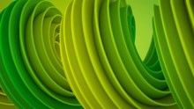 Yellow Green Twisted Shape Spinning. Computer Generated Seamless Loop Smooth Animation With Motion Blur. Abstract Geometric 3D Render 4k UHD (3840x2160)
