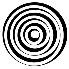 Poster - Concentric circles w dynamic irregular line. monochrome abstract