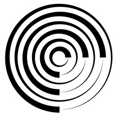 Poster - Concentric circles w dynamic irregular line. monochrome abstract