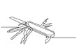 continuous line drawing of swiss army knife