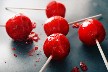 Poster - Toffee apples on grey background